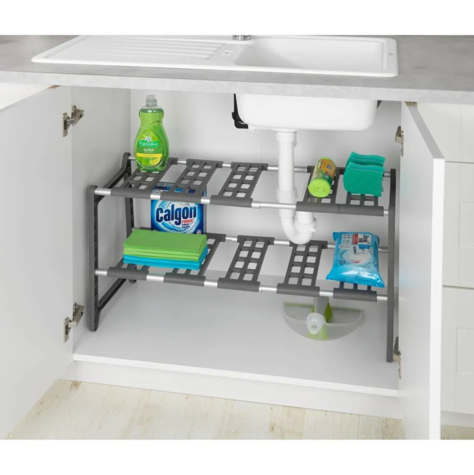 Unterschrankregal 'Flexi' silber matt 44-82 x 39 x 28 cm