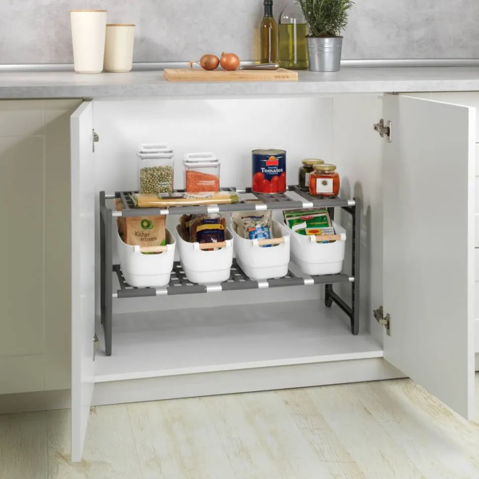 Unterschrankregal 'Flexi' silber matt 44-82 x 39 x 28 cm