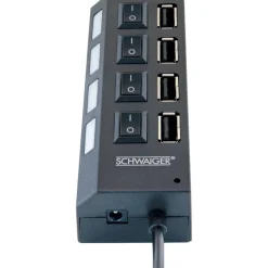 USB 2.0 HUB schwarz 4-fach mit Schaltern