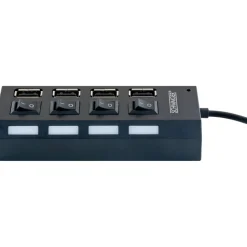USB 2.0 HUB schwarz 4-fach mit Schaltern