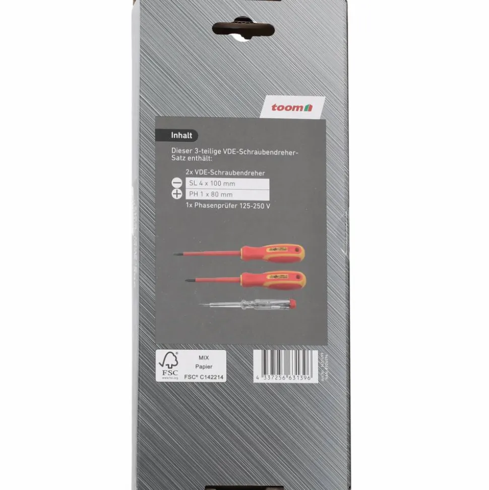 VDE-Schraubendreher-Satz inklusive Phasenprüfer 125-250 V, 3-teilig