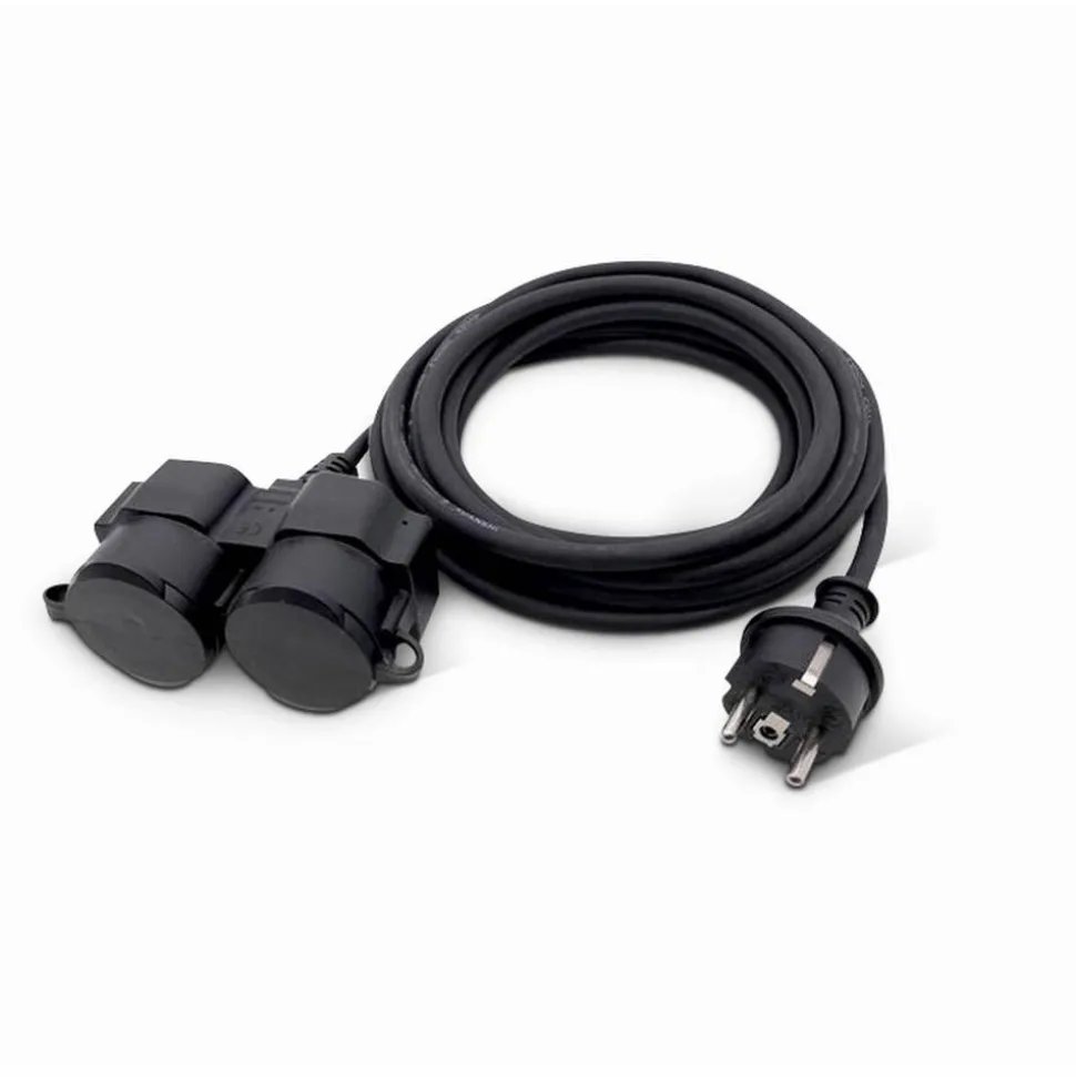 Verlängerungskabel schwarz 10 m IP 44 zwei Steckflächen