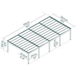 Vierercarport 'Oslo' anthrazit 1197,5 x 596,5 cm Polycarbonat grau