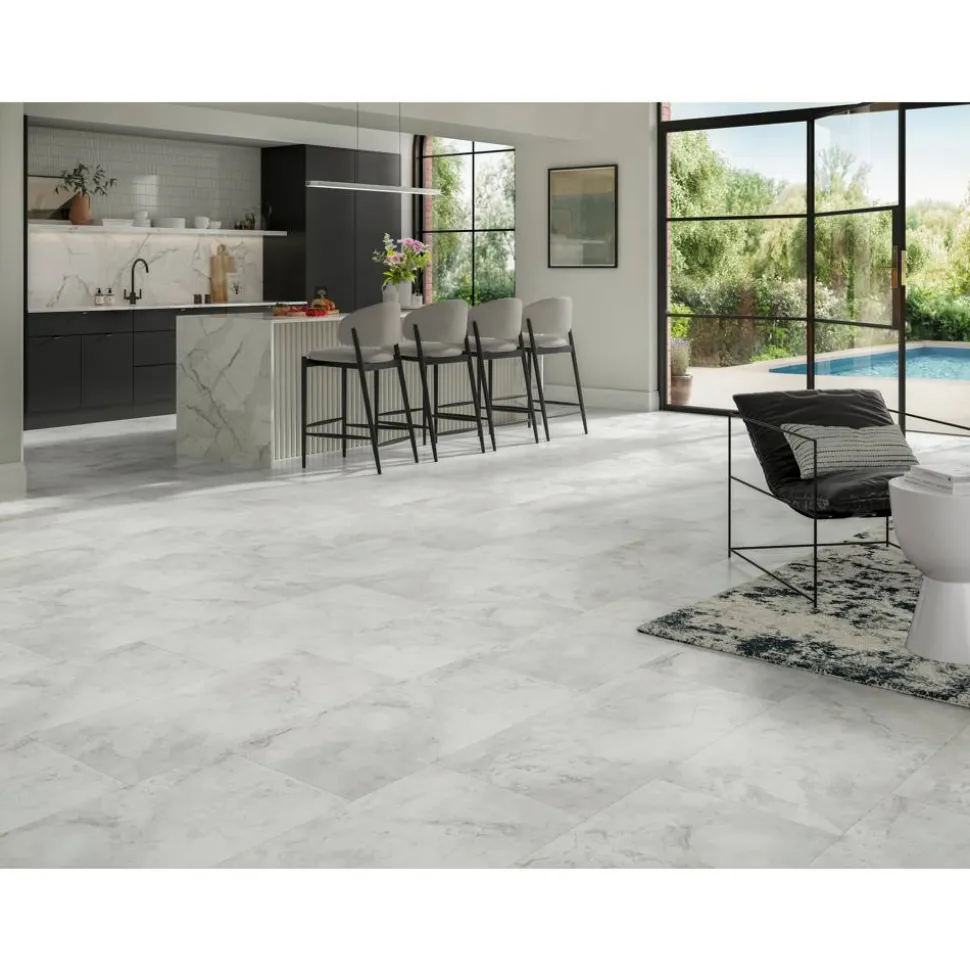 Vinylboden 'Trendtime 5' Marmor Abbey Mineral hellgrau 6 mm