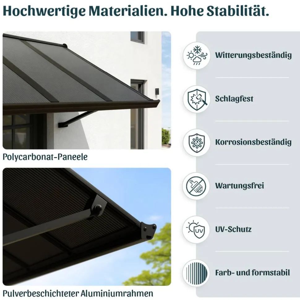 Vordach 'Augustine' schwarz 90,5 x 111 cm Polycarbonat grau