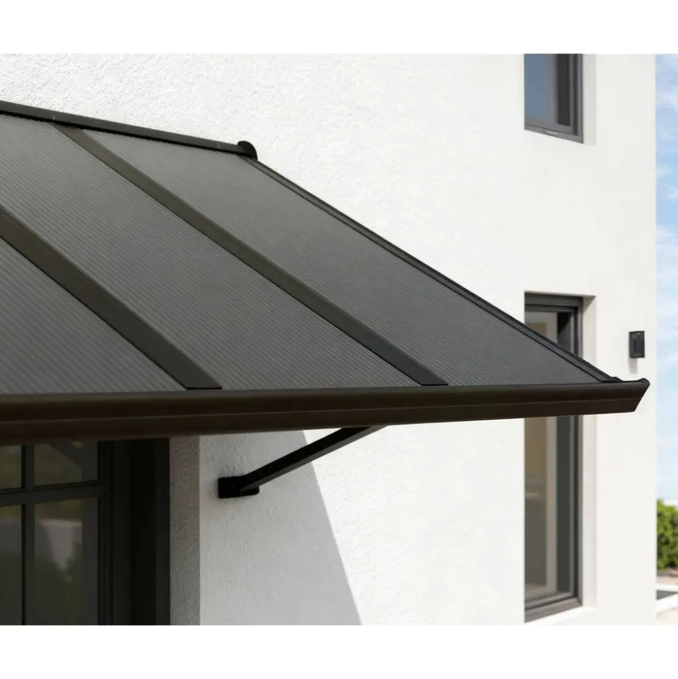 Vordach 'Augustine' schwarz 90,5 x 147 cm Polycarbonat grau