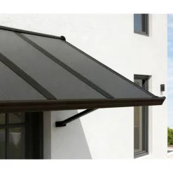 Vordach 'Augustine' schwarz 90,5 x 333 cm Polycarbonat grau