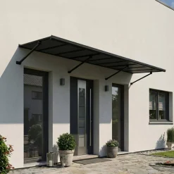 Vordach 'Augustine' schwarz 90,5 x 333 cm Polycarbonat grau