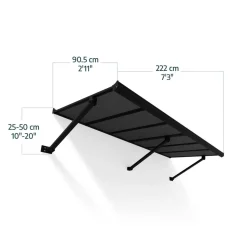 Vordach 'Augustine' schwarz 90,5 x 222 cm Polycarbonat grau