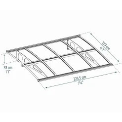 Vordach 'Bordeaux' weiß 139 x 223,5 cm Polycarbonat transparent