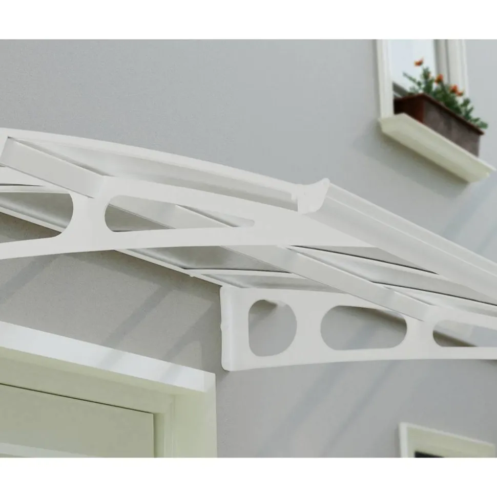 Vordach 'Bordeaux' weiß 139 x 447 cm Polycarbonat transparent
