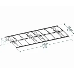 Vordach 'Bordeaux' weiß 139 x 447 cm Polycarbonat transparent