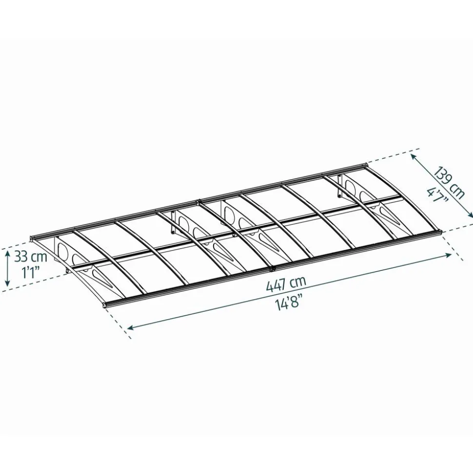 Vordach 'Bordeaux' weiß 139 x 447 cm Polycarbonat transparent