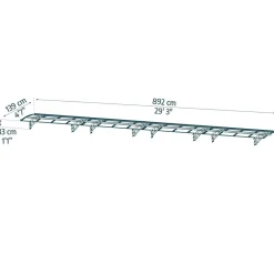Vordach 'Bordeaux' weiß 139 x 892 cm Polycarbonat transparent
