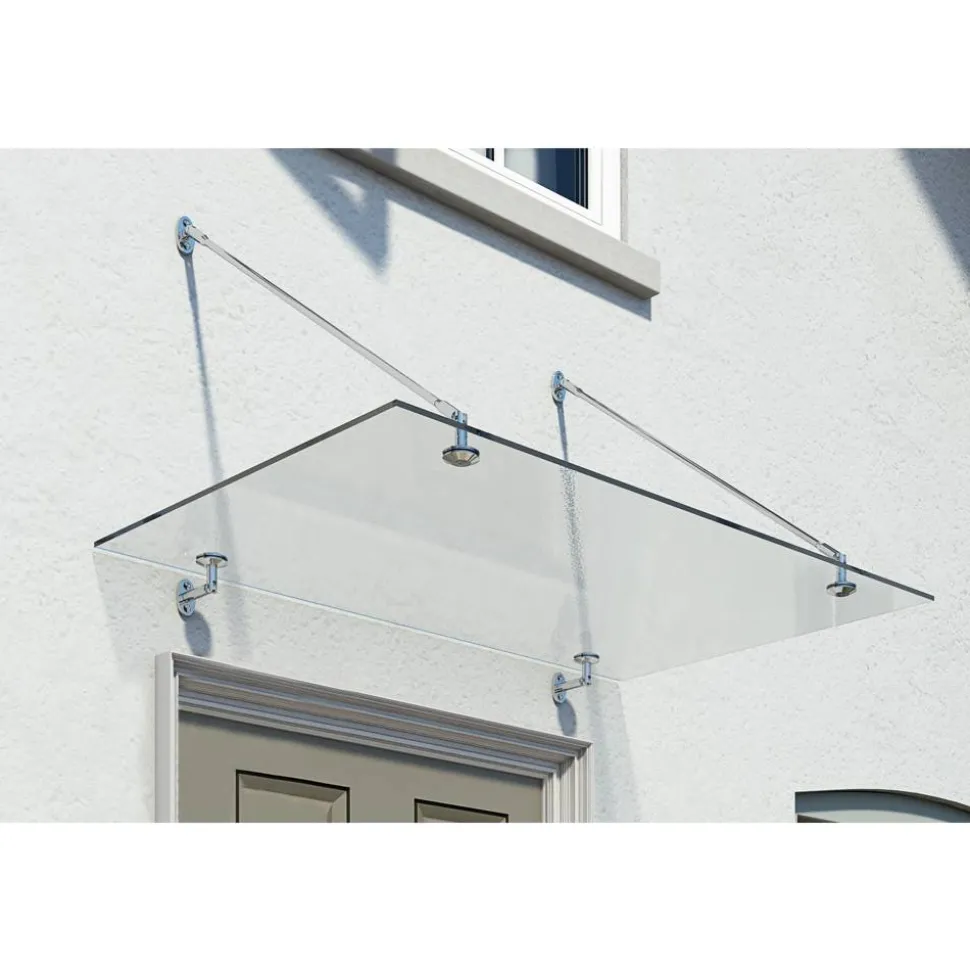 Vordach 'Taurus' silbern 90 x 150 cm Sicherheitsglas klar