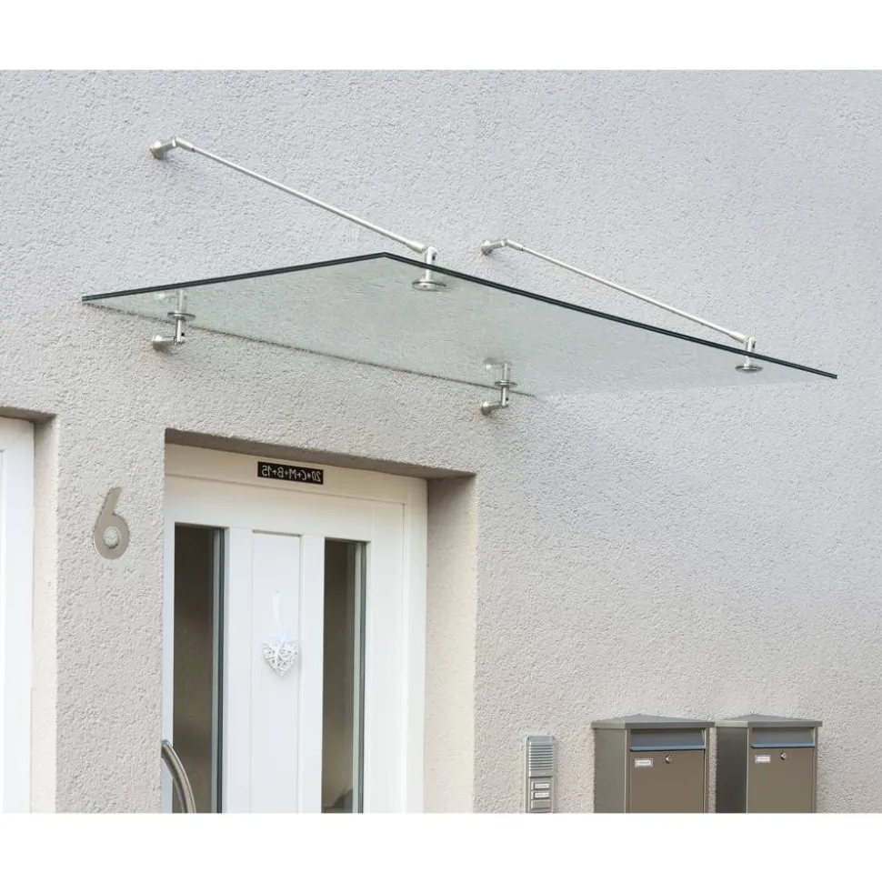 Vordach 'Taurus' silbern 90 x 140 cm Sicherheitsglas klar