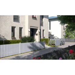 Vorgartenzaun auf Maß 'Squadra' silber Aluminium