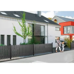 Vorgartenzaun 'Squadra' auf Maß anthrazit Aluminium