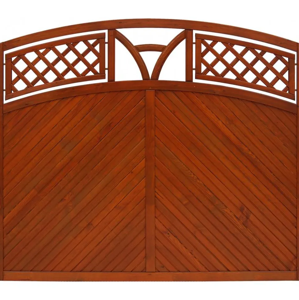 Vorgartenzaun 'Toulon' mit Bogen 180 x 135/150 cm teak