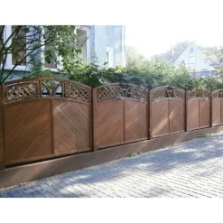 Vorgartenzaun 'Toulon' mit Bogen 180 x 135/150 cm braun