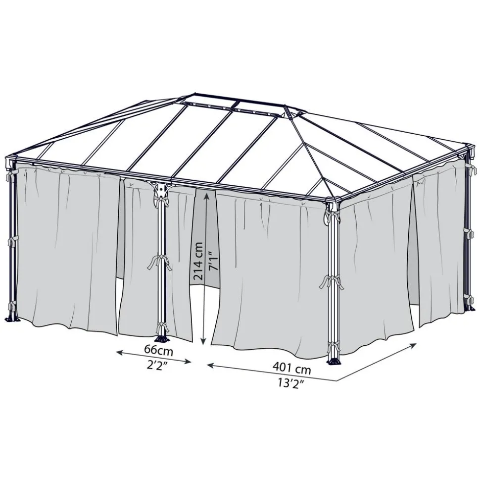 Vorhang-Set dunkelgrau für Pavillon Milano 3 x 4 m/Martinique 3,6 x 5 m