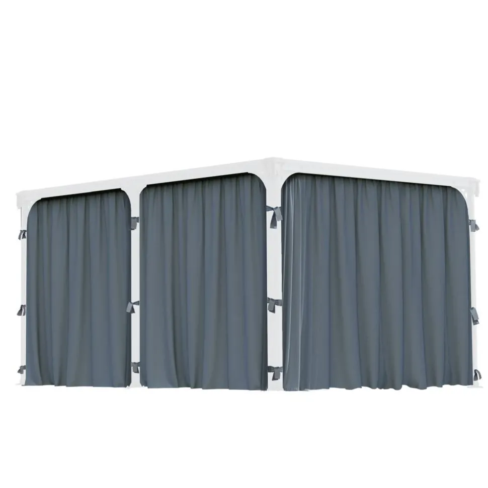 Vorhang-Set dunkelgrau für Pavillon Milano 3 x 4 m/Martinique 3,6 x 5 m