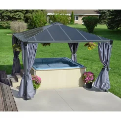 Vorhang-Set dunkelgrau für Pavillon Milano 3 x 4 m/Martinique 3,6 x 5 m