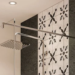 Walk-In Duschwand 'Beta' teilgerahmt Klarglas chromefarben 120 x 190 cm, mit CER Glasbeschichtung