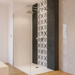 Walk-In Duschwand 'Beta' teilgerahmt, Klarglas chromefarben 120 x 190 cm