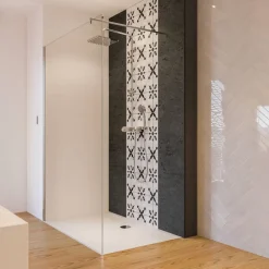 Walk-In Duschwand 'Beta' teilgerahmt, Klarglas chromefarben 120 x 190 cm