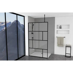 Walk-in-Dusche vollgerahmt schwarz, 120 x 195 cm