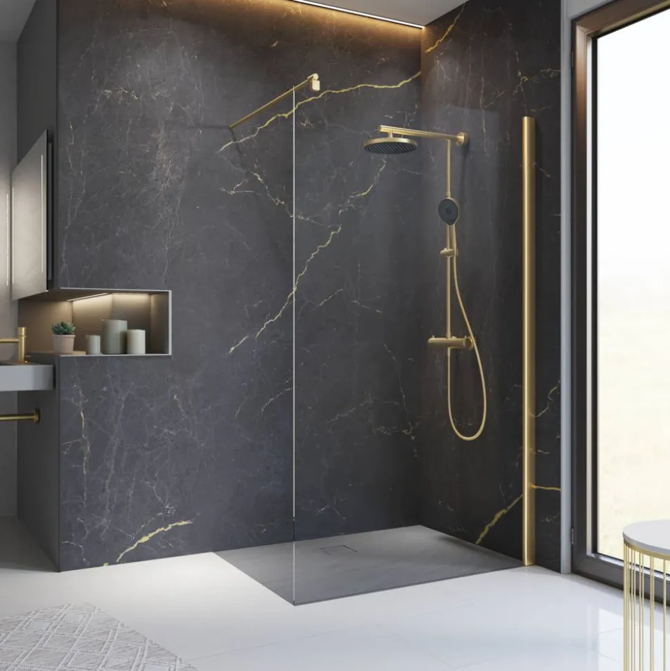 Walk-In-Duschwand 'Alexa Style 2.0' Goldoptik 200 x 100 cm