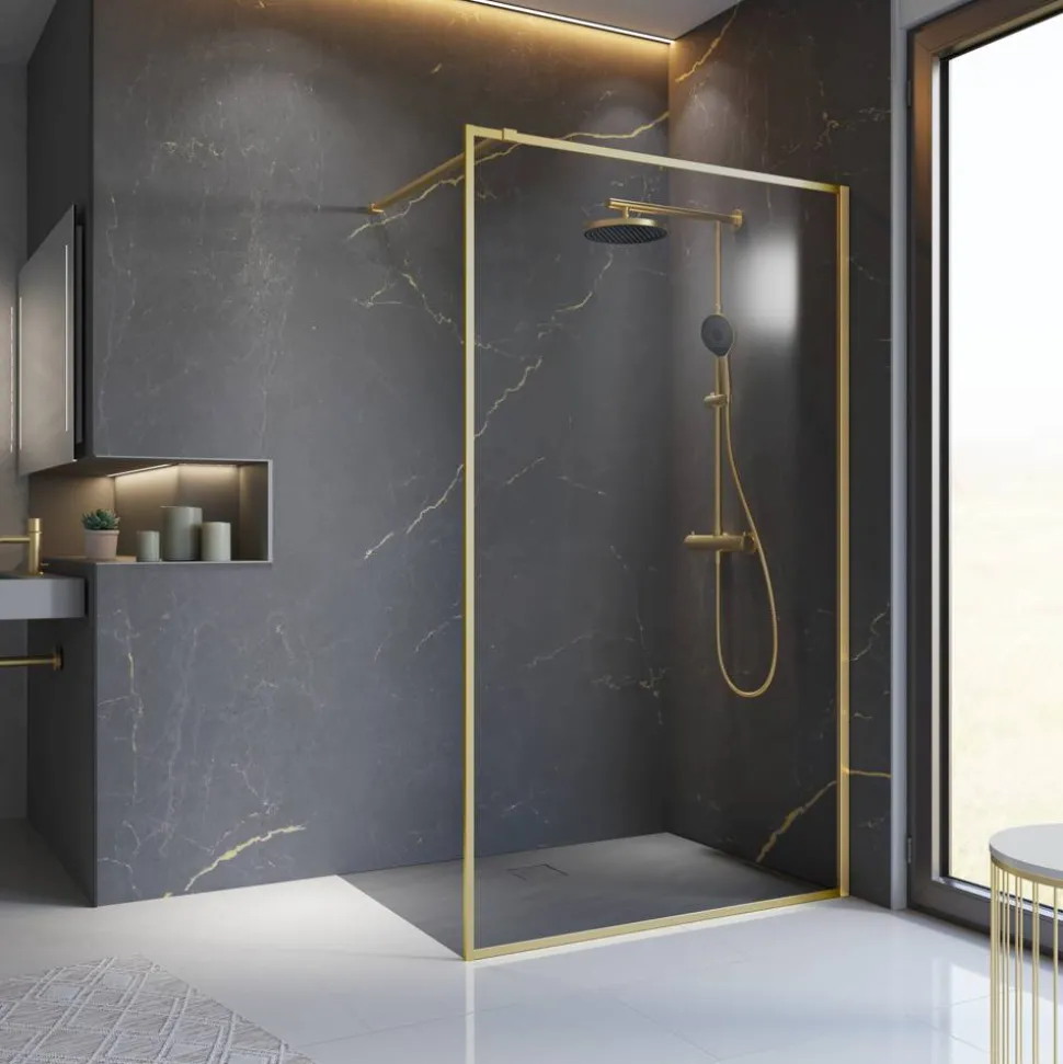 Walk-In-Duschwand 'Trend 2.0' Goldoptik 90 x 200 cm
