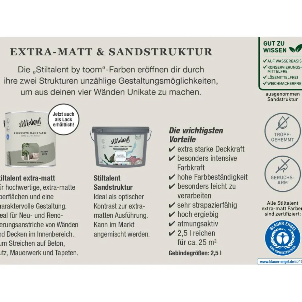 Wandfarbe 'marshmellow' matt 2,5 l