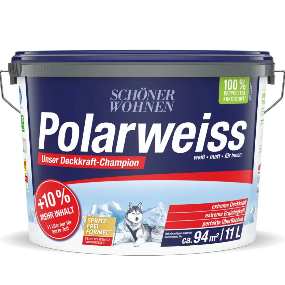 Wandfarbe 'Polarweiß' matt 11 l