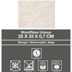Wandfliese 'Uranus' beige 25 x 33 cm