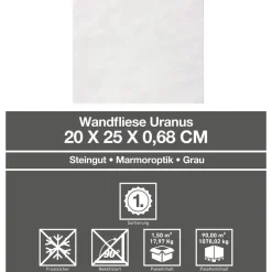 Wandfliese 'Uranus' grau 20 x 25 cm