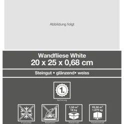 Wandfliese 'White' weiß 20 x 25 cm