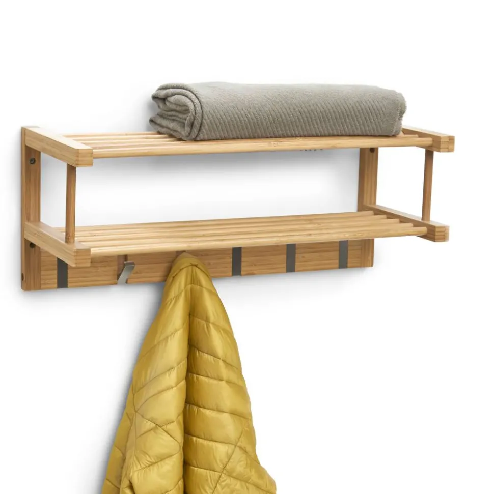 Wandgarderobe Bambus naturfarben 60 x 24 x 24 cm