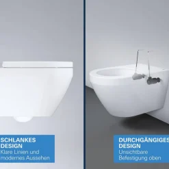 Wand-WC 'Euro Keramik' spülrandlos inklusive WC-Sitz weiß