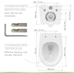Wand-WC spülrandlos 'Jeno' spülrandlos weiß