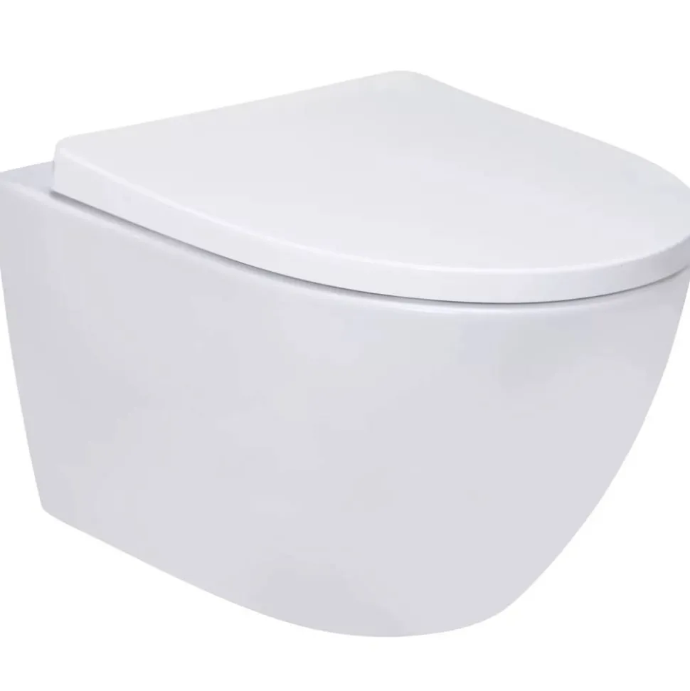 Wand-WC spülrandlos 'Nakia Twister Flush' inklusive WC-Sitz weiß