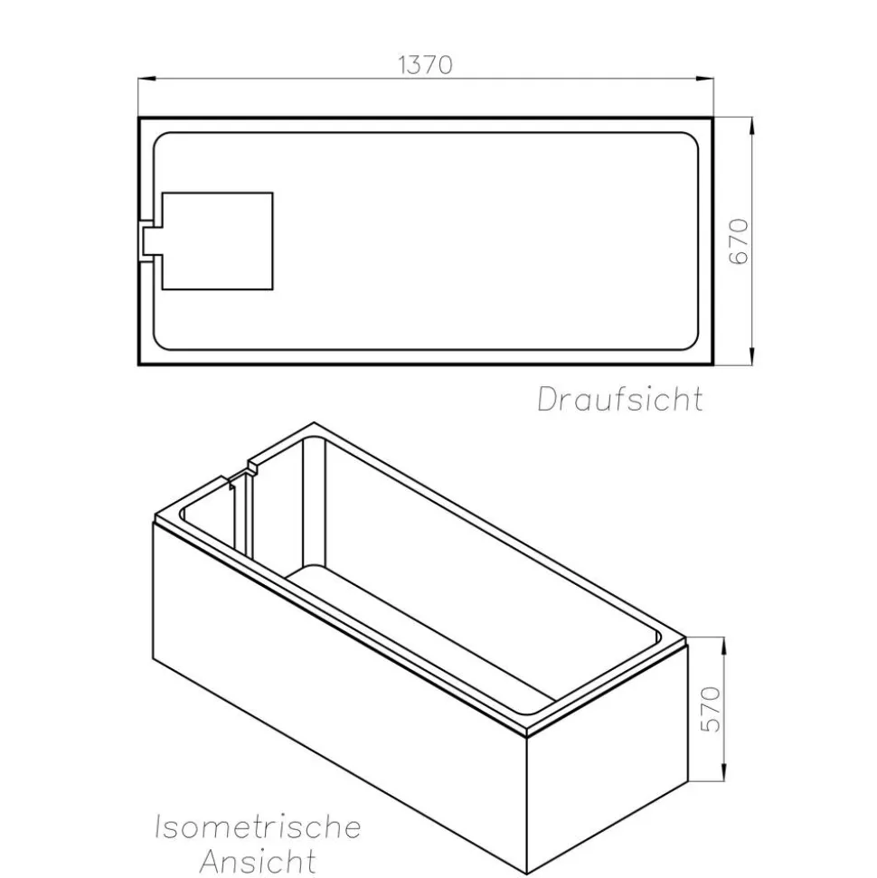 Wannenträger zu Badewanne 'Costa' 140 x 70 cm