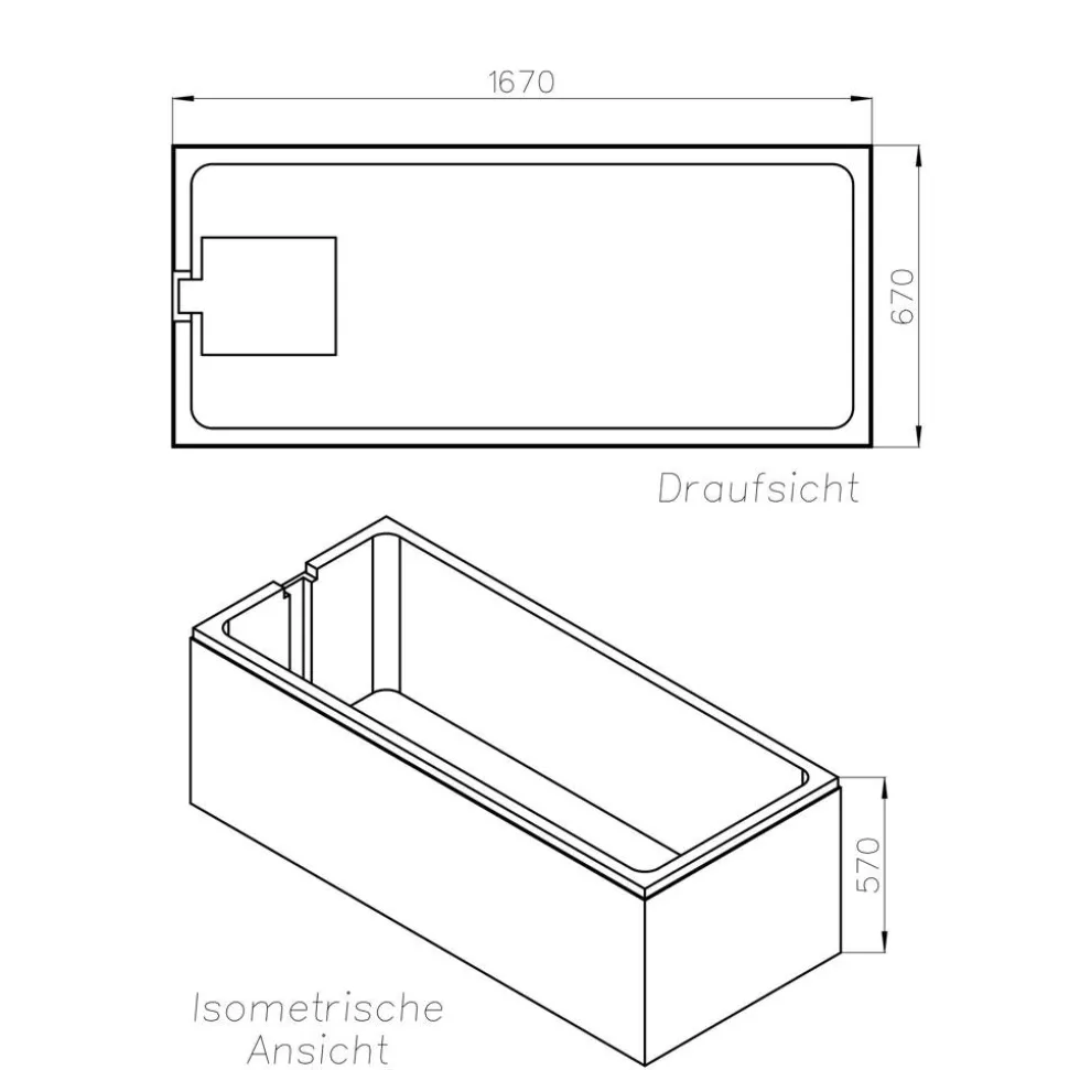 Wannenträger zu Badewanne 'Costa' 170 x 70 cm