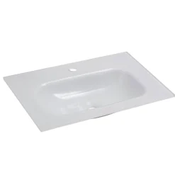 Waschbecken eckig 'Foton' Glas weiß 61,5 x 41,5 x 15 cm