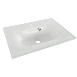 Waschbecken eckig Glas weiß 60,5 x 42 x 14 cm