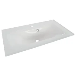 Waschbecken eckig Glas weiß 82 x 13,5 x 42 cm