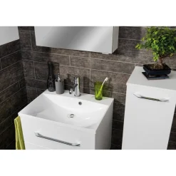 Waschbecken eckig Gussmarmor weiß 60 x 14 x 46 cm