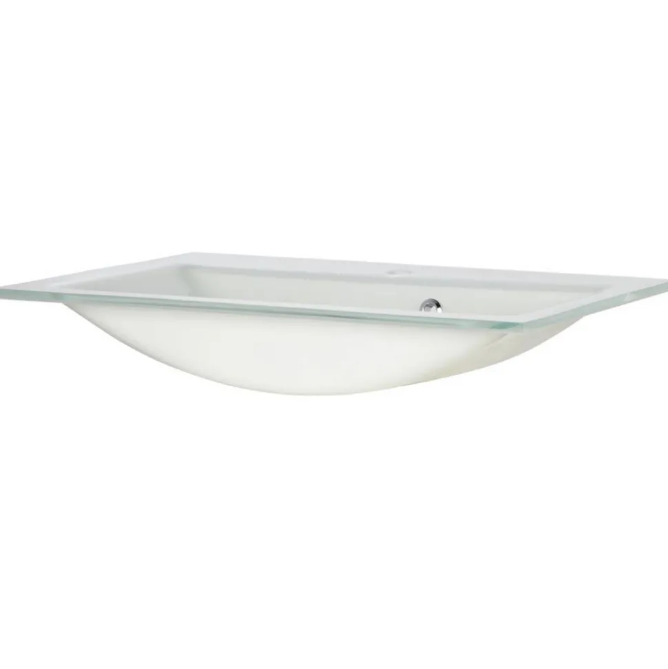 Waschbecken eckig 'Kara' Glas weiß 80 x 14,5 x 50