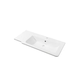 Waschbecken eckig 'Luxor' Gussmarmor weiß 100 x 14,2 x 48,5 cm